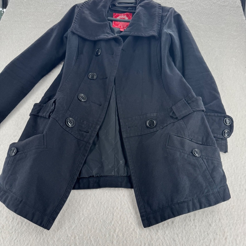 EDC by Esprit - Pea Coat Double Breasted Cotton Twill - Black - M - Womens - Picture 3 of 12